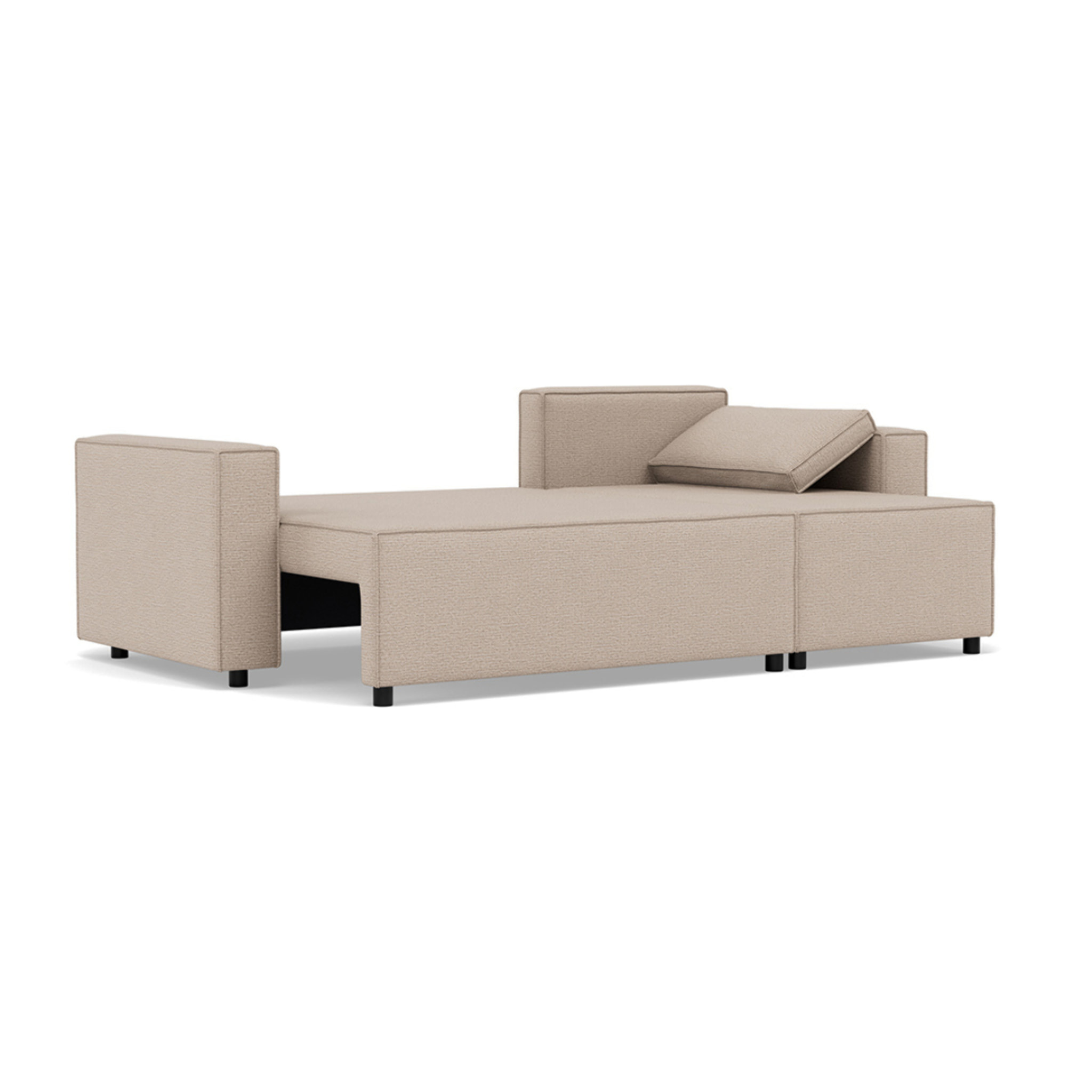 Jonas - canapé d'angle réversible 4 places convertible avec coffre en tissu texturé - Beige