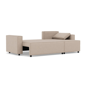Jonas - canapé d'angle réversible 4 places convertible avec coffre en tissu texturé - Beige