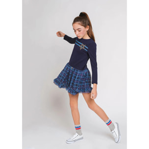 Vestido de tul azul marino de niña