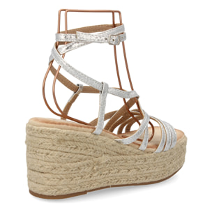 Sandalias de cuña de yute para mujer, diseño comodo y moderno con tiras cruzadas