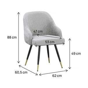 Lot de 2 chaises en tissu "Harmony" - 54 x 57 x 90 cm - Beige