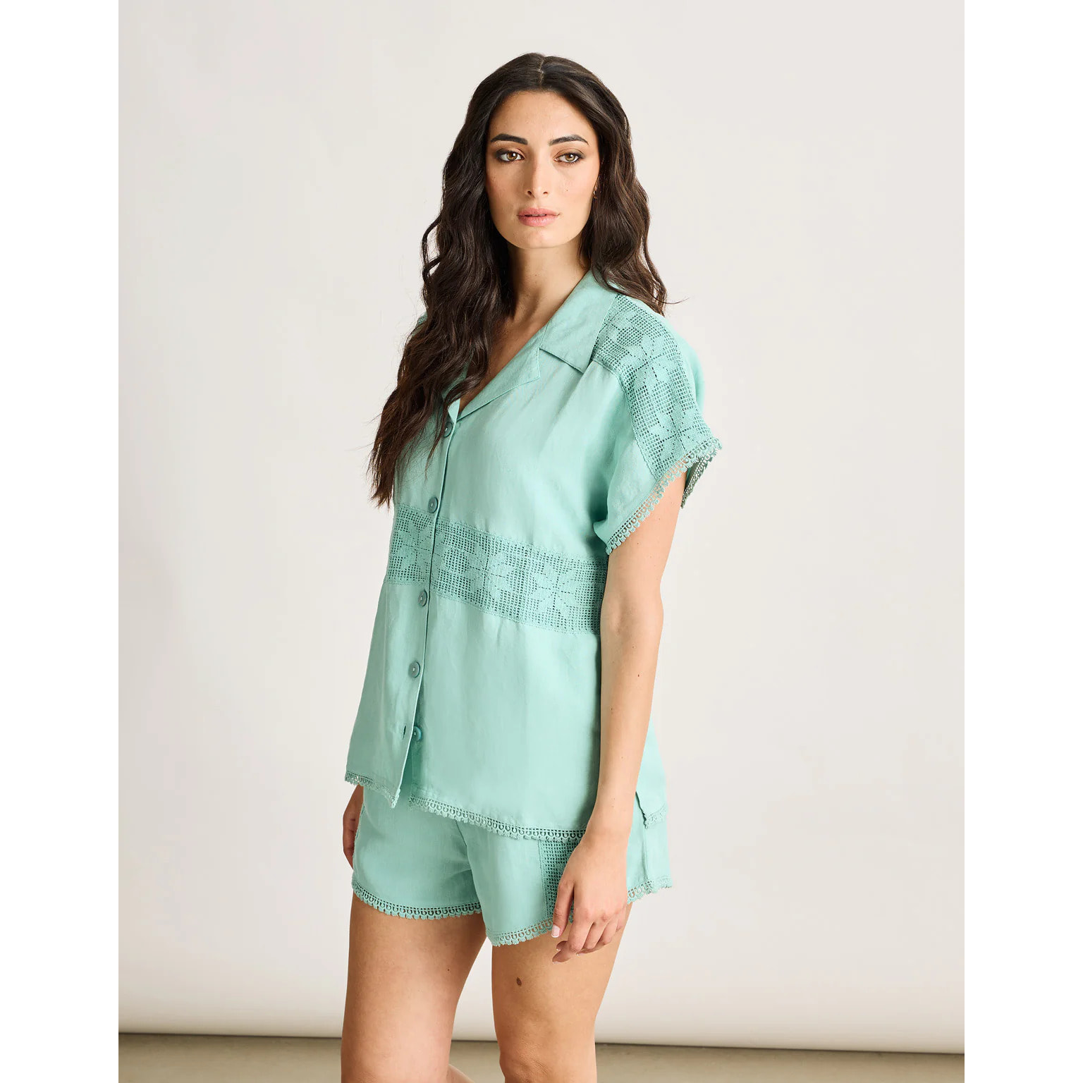 Camisa Manga Corta Turquesa - Buna