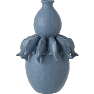 J-Line Vase Poisson - céramique - bleu - small