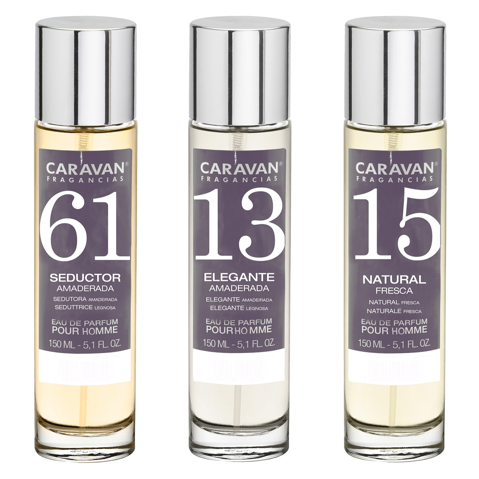 3x caravan perfume de hombre nº61 nº15 nº13 - 150ml.