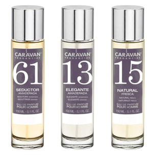 3x caravan perfume de hombre nº61 nº15 nº13 - 150ml.