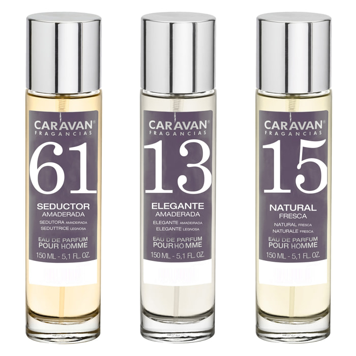 3x caravan perfume de hombre nº61 nº15 nº13 - 150ml.
