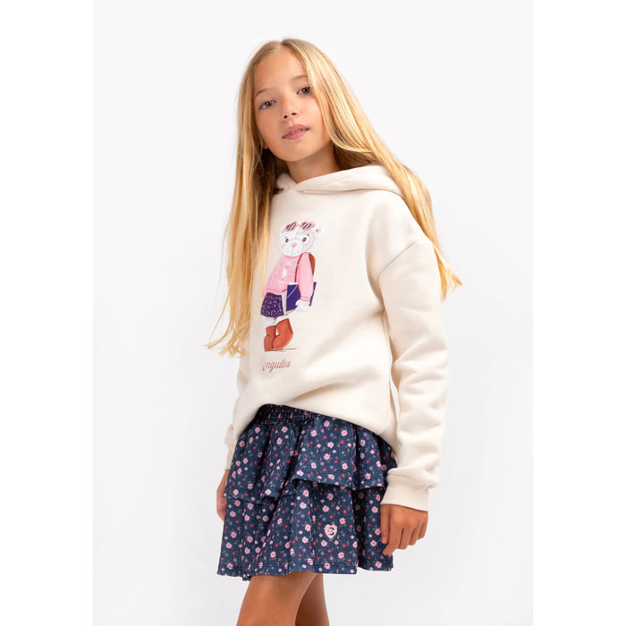 Gonna da bambina con stampa floreale blu navy