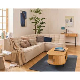 Ellie - canapé modulable d'angle réversible 4 places en velours texturé - Beige