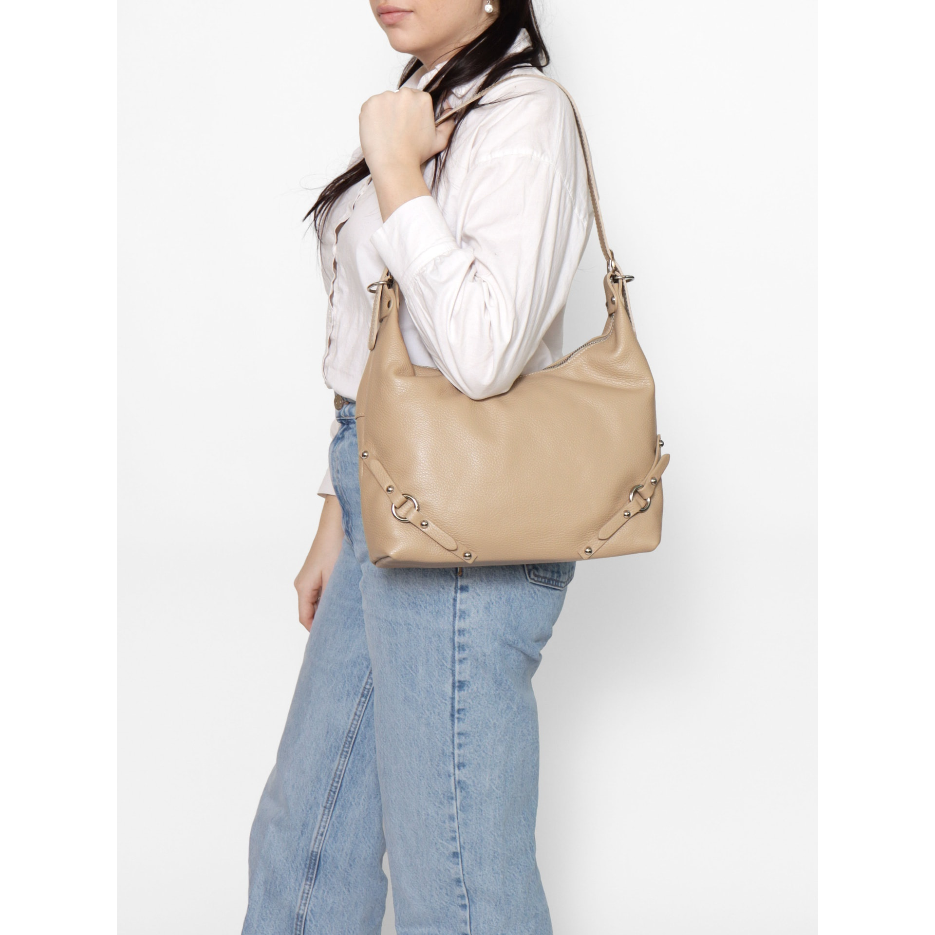 Borsa a spalla da donna - Modello Fiorenza Lux - Vera pelle - 30.0 x 30.0 x 9.0 cm