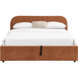 Lit coffre adulte avec tête de lit en tissu chenille - CASSIS