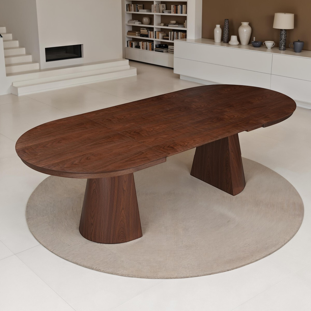 Table à manger extensible Tomasucci GLOMMA, en MDF finition noyer, 150/200/250 × 110 × 76 cm