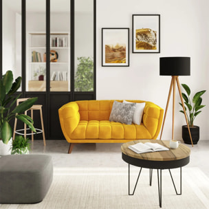 Canapé 2 places en velours jaune - Mona