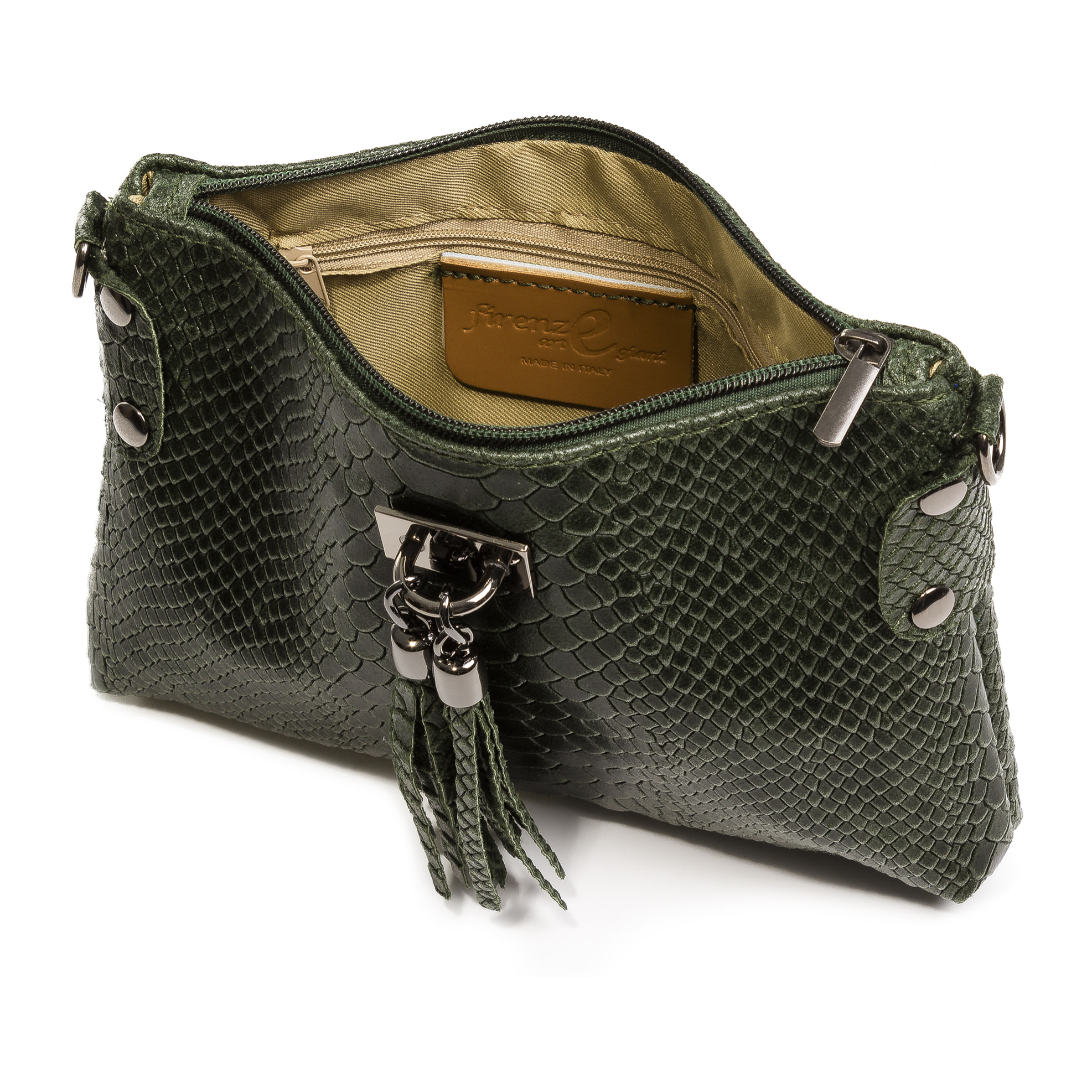 Savina Borsa a tracolla Donna.Pelle autentica Camoscio Inciso Serpente