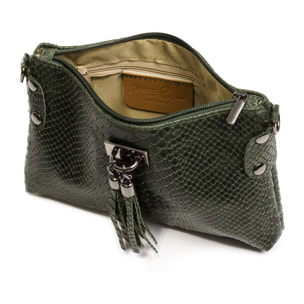 Savina Borsa a tracolla Donna.Pelle autentica Camoscio Inciso Serpente