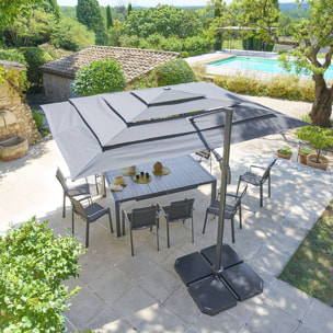 Parasol déporté rectangulaire multi-toile "Melhia" anthracite 4x3m
