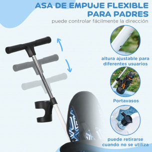 Triciclo para Bebés 6 en 1 Triciclo Evolutivo para Niños de +12 Meses con Toldo Plegable Mango de Empuje Telescópico y Desmontable Asiento Ajustable Cesto y Portabotellas Azul