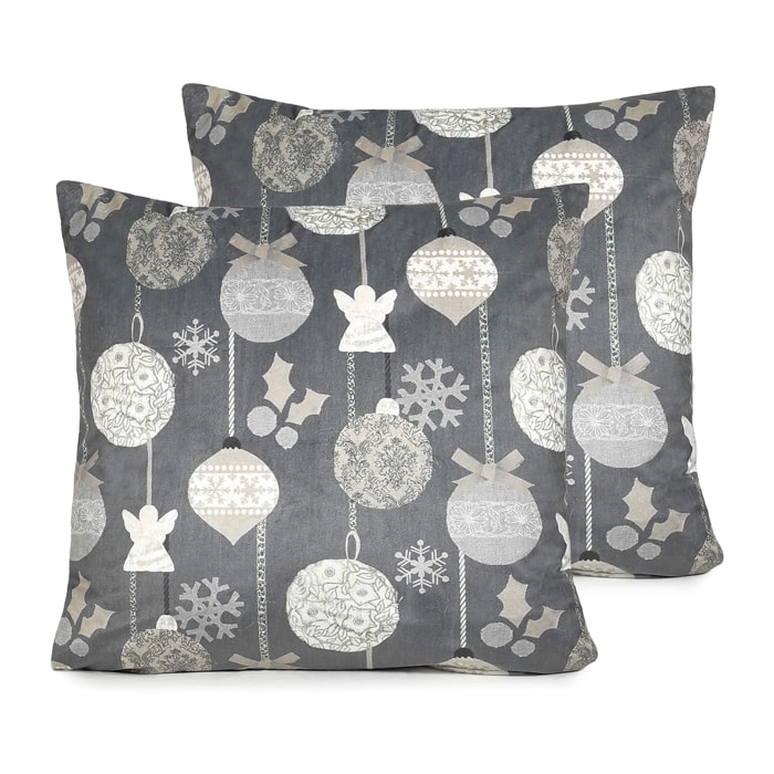 Lot de 2 housses de coussin en velour de Noël RUSTIC 45x45 cm