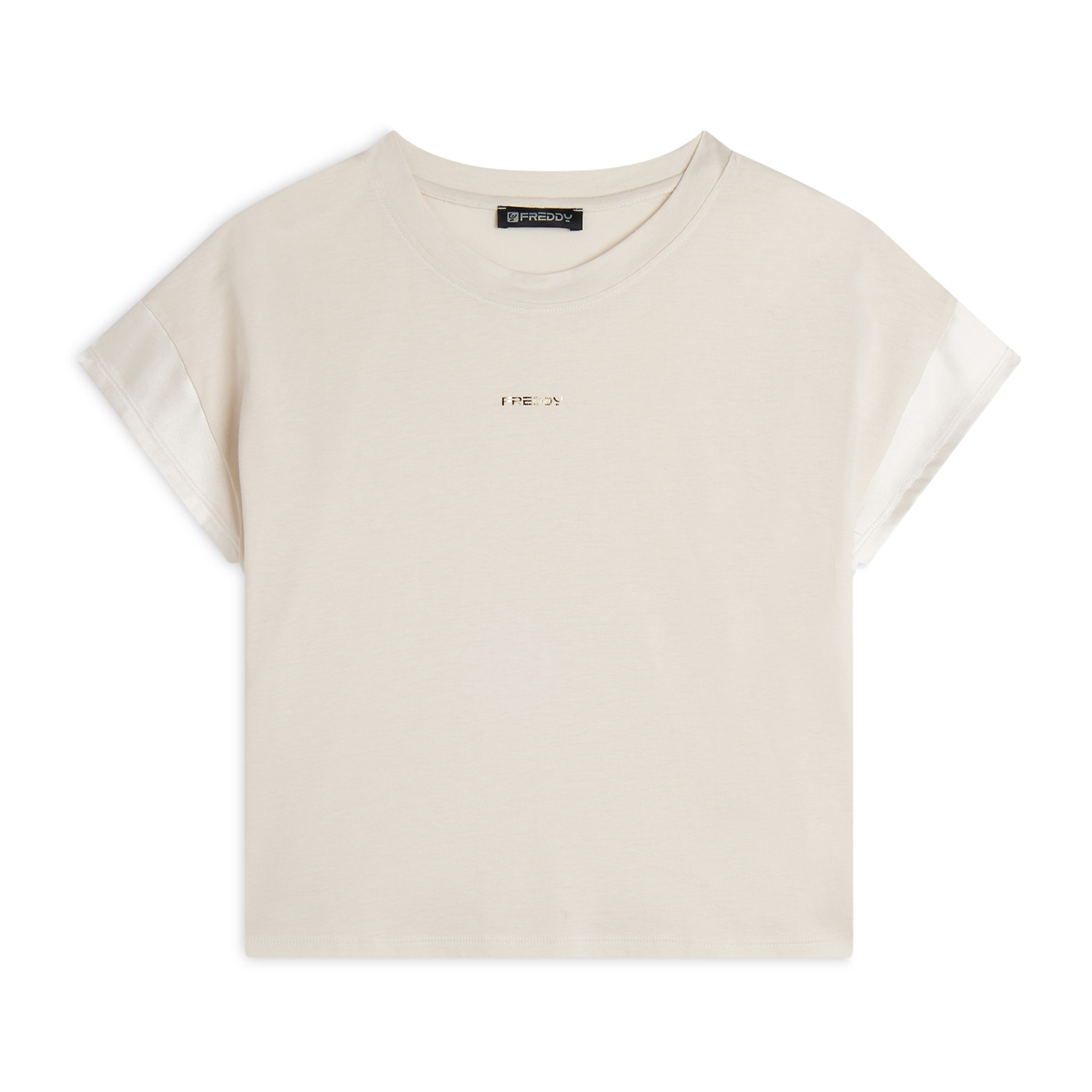 T-shirt corta in jersey con maniche effetto seta