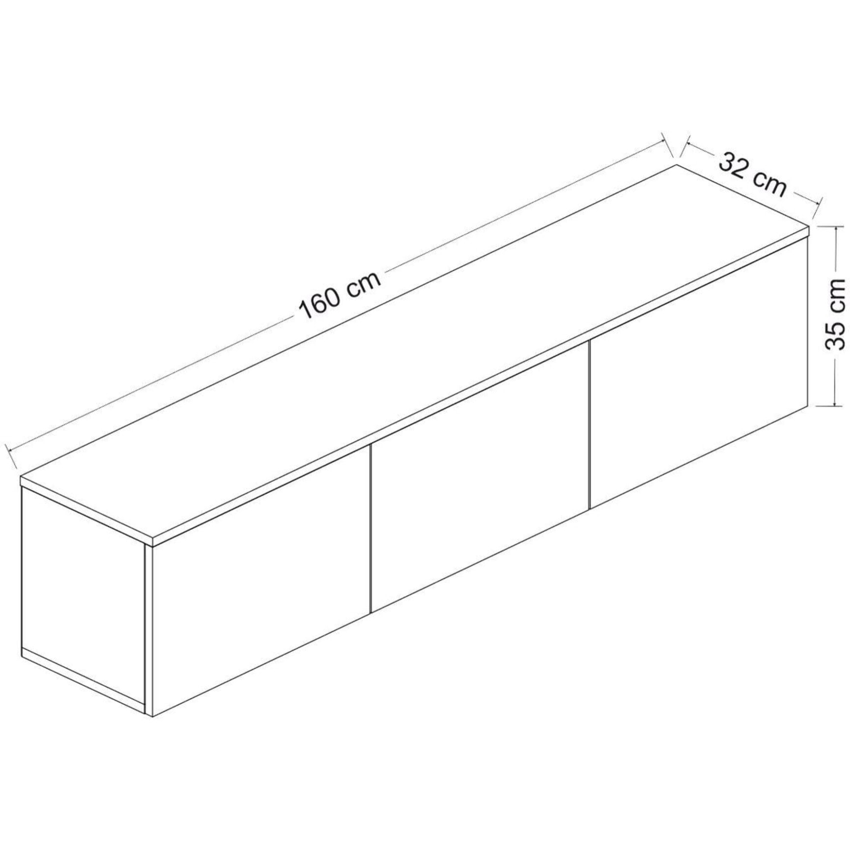 Meuble TV LED suspendu 3 portes - EIRA
