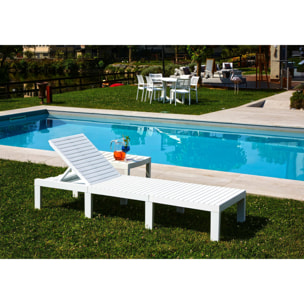 Lettino prendisole Caserta, Sdraio da giardino regolabile, Lettino da esterno, 100 % Made in Italy, Cm 195x65h78, Bianco