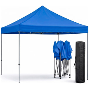 Gazebo Professionale 3x3 M Richiudibile Automatico In Acciaio Con Telo Oxford 1200D PVC Impermeabile e Anti UV A Fisarmonica con Sacche Blu
