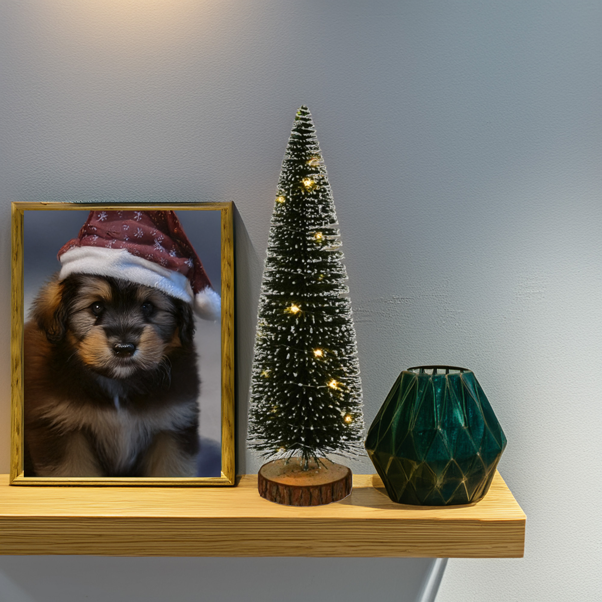 árbol navideño con 20 luces led blancas cálidas y temporizador - 14x14x41cm