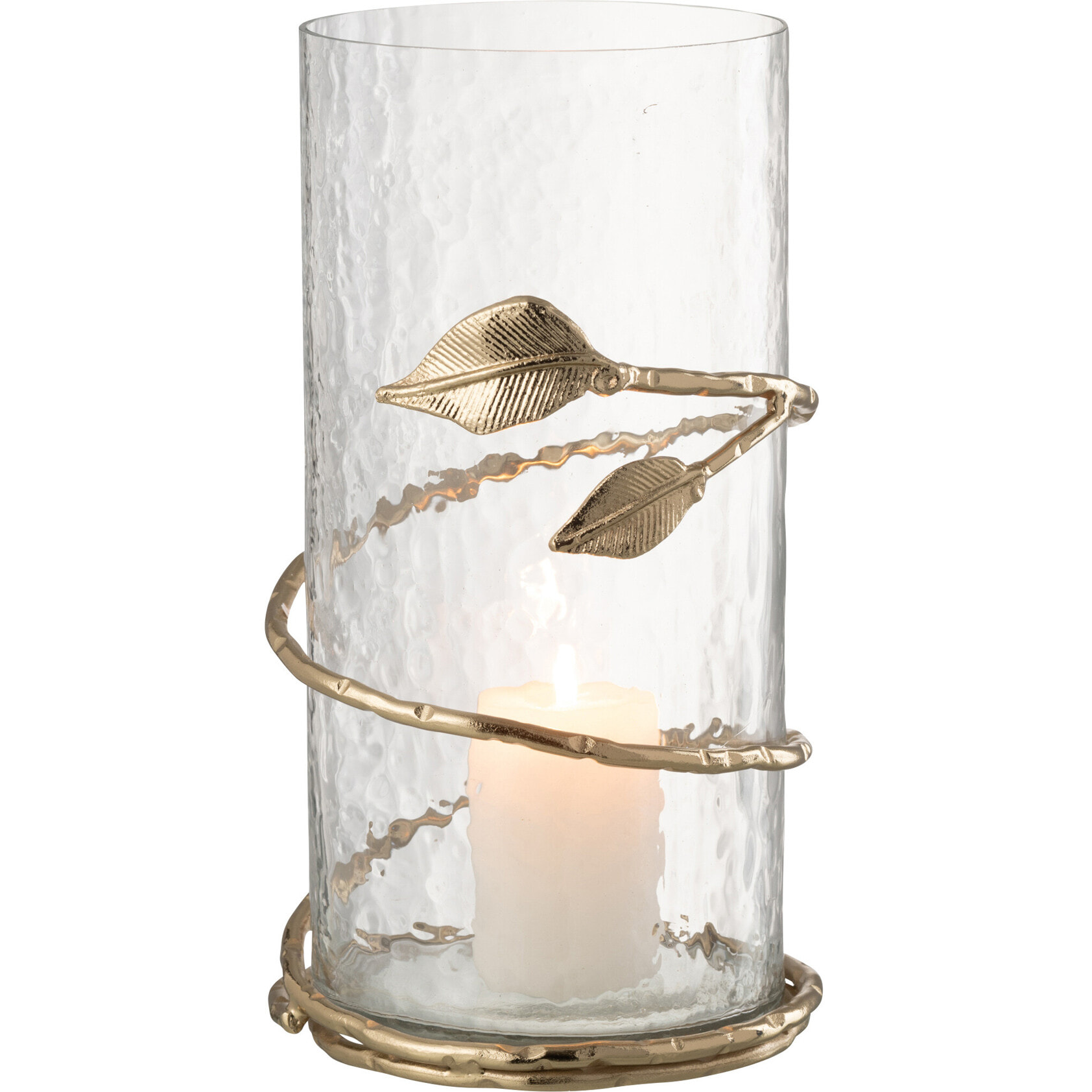 J-Line vase Feuille Court - verre/acier - transparent/or - Ø 12.5 cm
