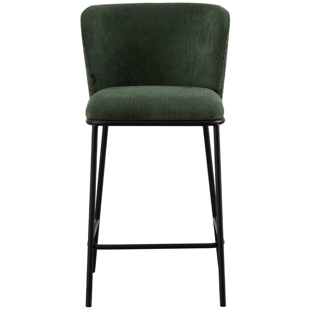 Lot de 2 tabourets de bar en velours côtelé, piètement noir - TOMA