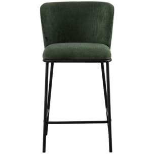 Lot de 2 tabourets de bar en velours côtelé, piètement noir - TOMA