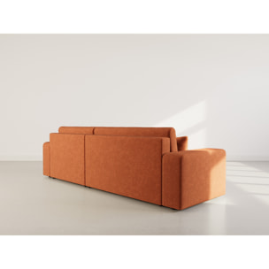Nicole - Canapé d'angle réversible 5 places convertible avec coffre en tissu - Rouille