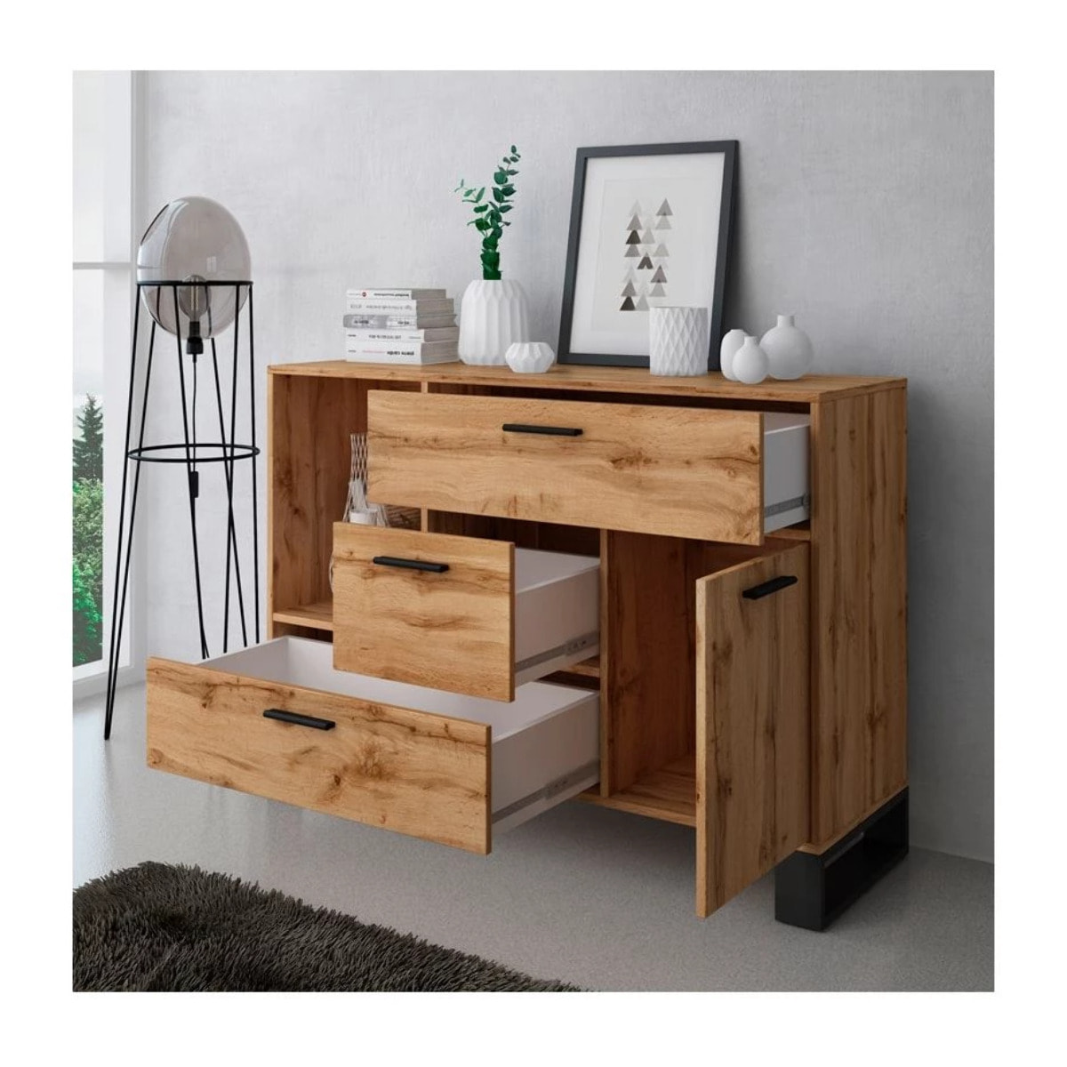 Aparador Raw Roble oscuro - Negro