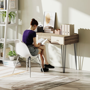 Escritorio Bohemio Mesa de Escritorio con 3 Cajones y Patas Horquilla para Oficina Dormitorio Tocador 105x50x75 cm Madera