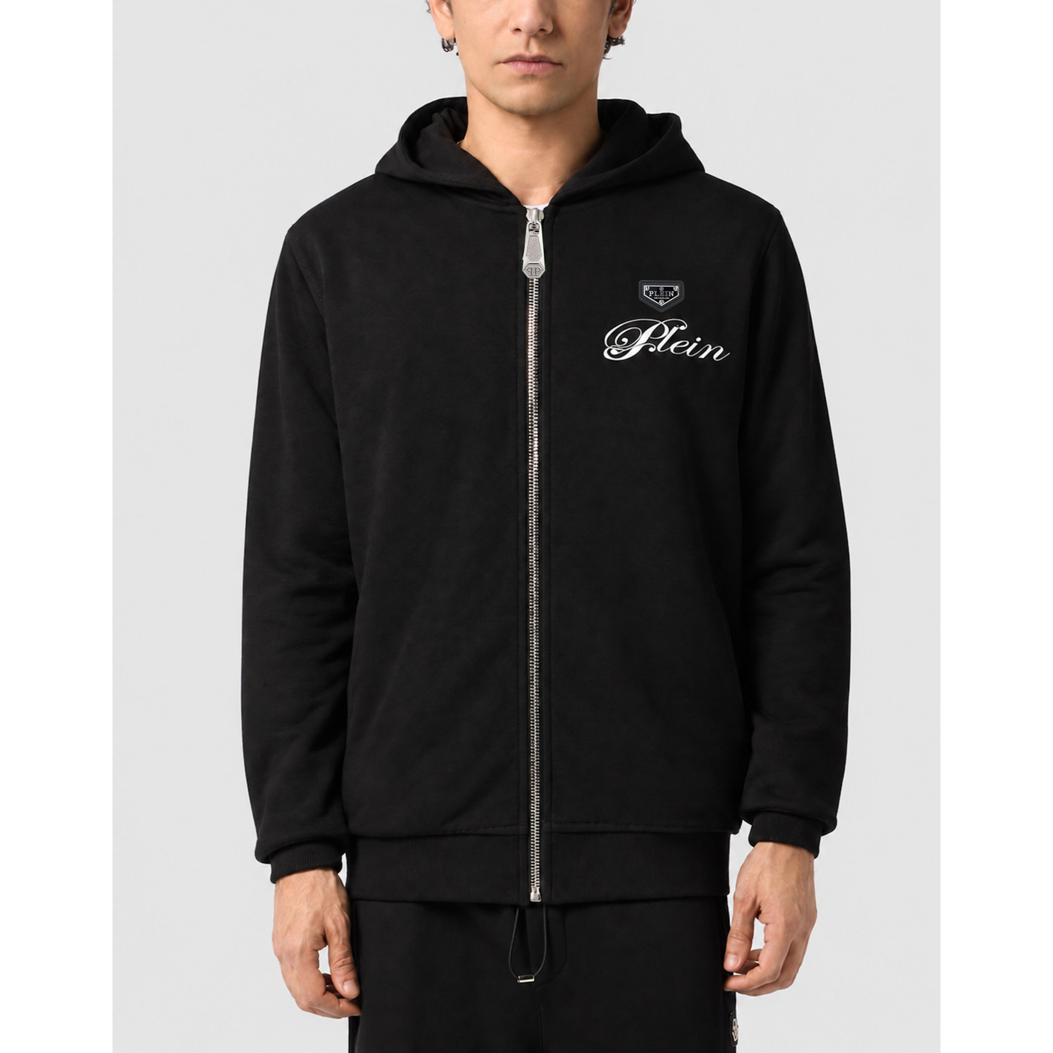 PHILIPP PLEIN Felpa con zip e cappuccio TEDDY