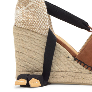 Alpargata embetada Curtis cuña de yute en ante con cintas