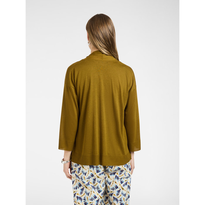 Elena Mirò - T-shirt relaxed fit aperta davanti - Verde militare