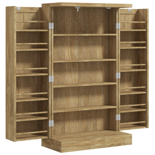 Armoire de cuisine rangement épices 2 portes 4 étagères 12 porte-épices dim. 60 x 30 x 104 cm rotin effet bois