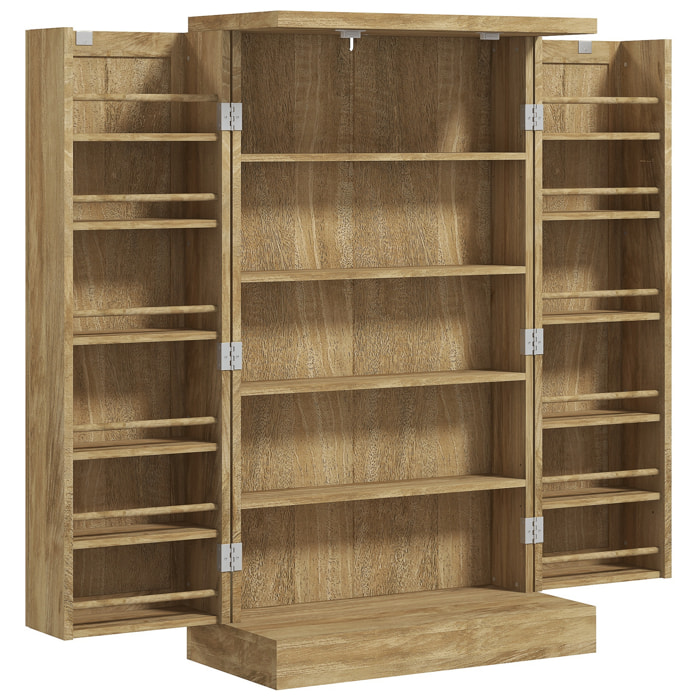 Armoire de cuisine rangement épices 2 portes 4 étagères 12 porte-épices dim. 60 x 30 x 104 cm rotin effet bois