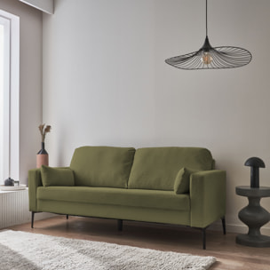 Canapé 3 places pieds métal velours côtelé BJORN