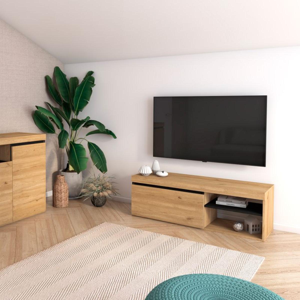 Mueble TV Ebos 120 Roble Nude - Ceniza