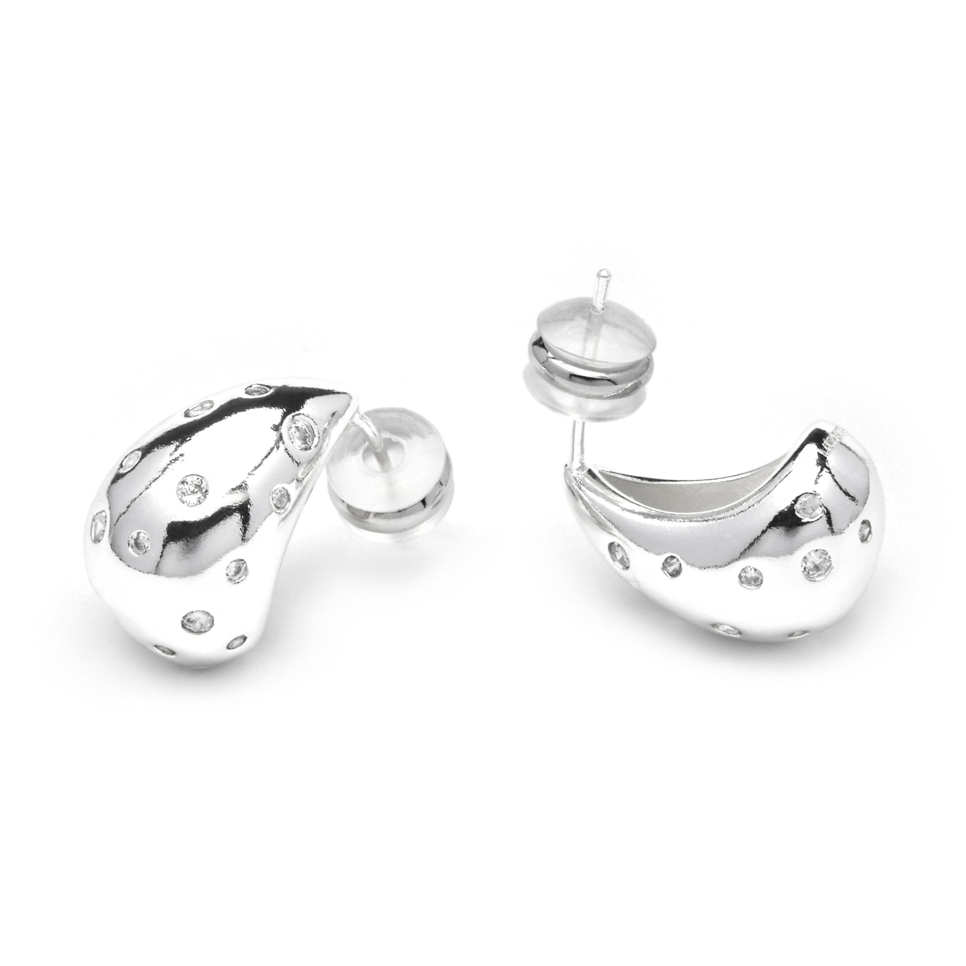 Pendientes acabado plata y Circonita Brillante