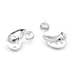 Pendientes acabado plata y Circonita Brillante
