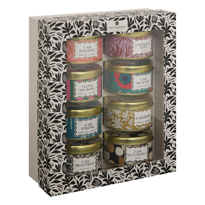 Coffret 8 bougies parfumées Sujan pot métal