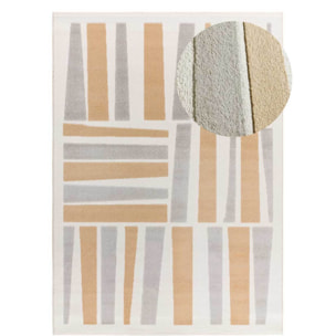 FLORA Alfombra geométrica con relieve en tonos beige y gris, varias medidas disponibles