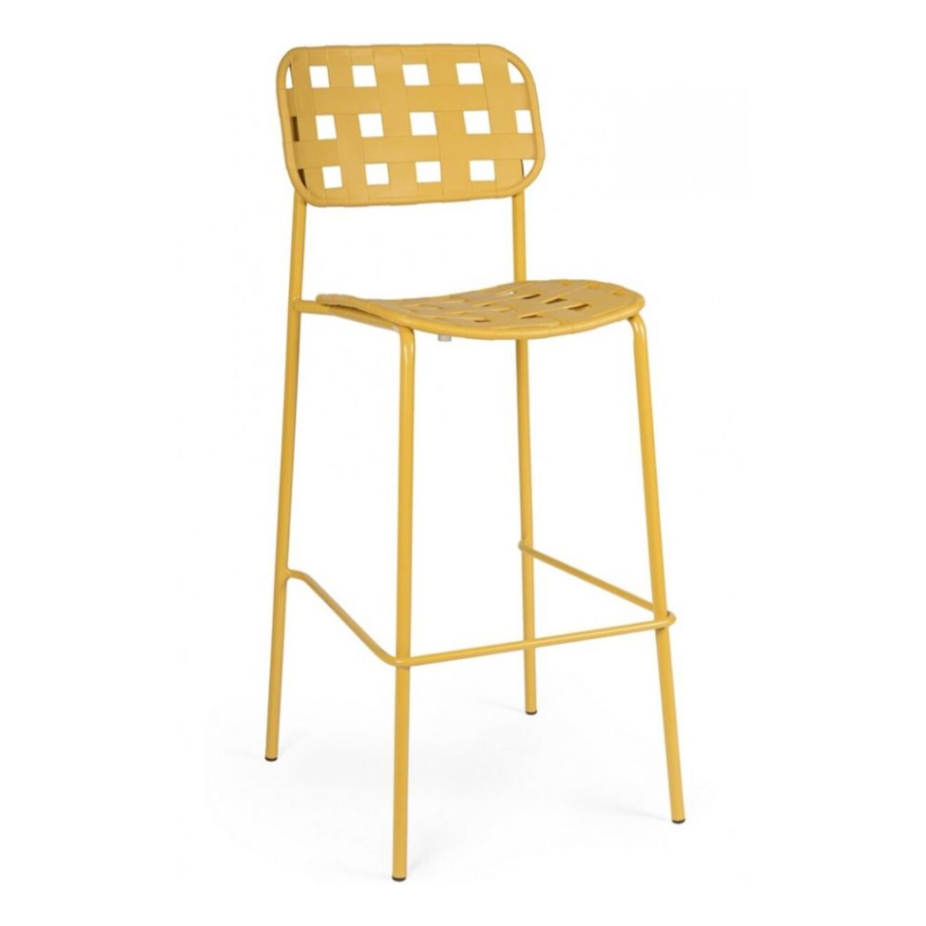 Set di 4 sgabelli CLOVER in polipropilene giallo e struttura acciaio, impilabili