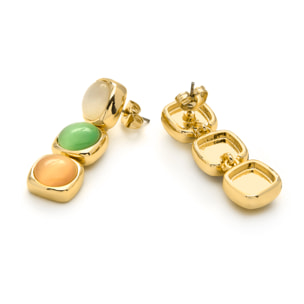 Pendientes con Ojo de Gato Multicolor acabado oro 18k
