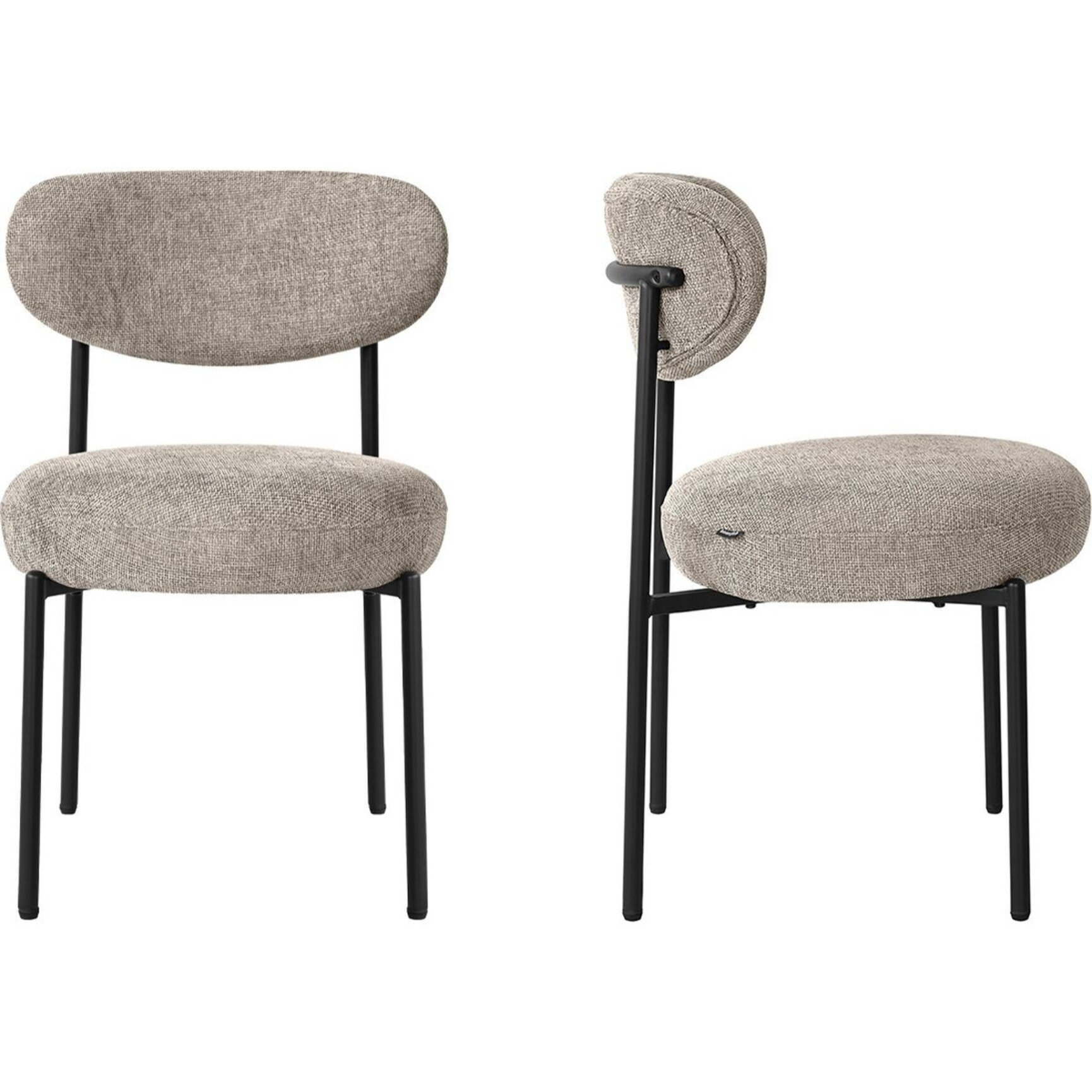 Lot de 2 chaises de salle à manger en tissu chenille - ORLA