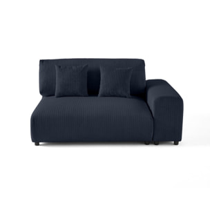 Garance - module d'assise 2 places avec accoudoir droit - en velours côtelé - Bleu nuit