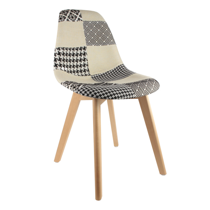 Chaise Scandinave Patchwork Noir Blanc - Lot De 2