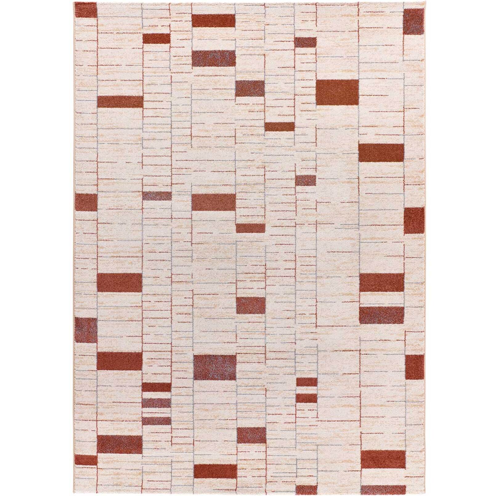 BERUTI Alfombra geomÃ©trica en tonos beige y caldera, varias medidas disponibles
