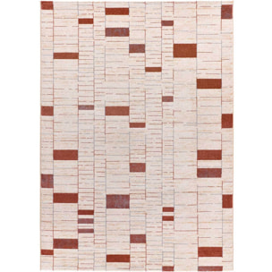 BERUTI Alfombra geomÃ©trica en tonos beige y caldera, varias medidas disponibles